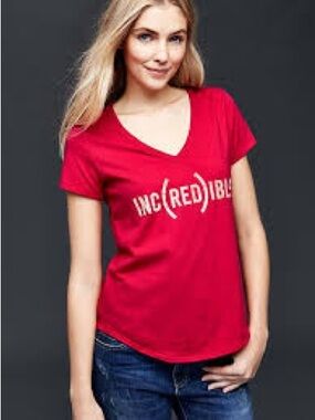 Gap Red V-Neck Graphic Tee